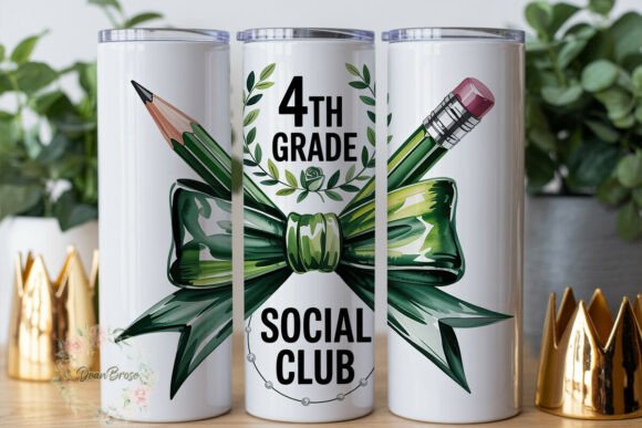 4th Grade Teacher Bow Pencil Tumbler Graphics