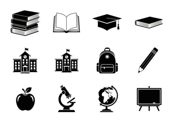 Black and White Educational School Graphics for Modern Branding