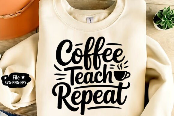 Coffee Teach Repeat SVG PNG for Graphics and T-Shirt Designs
