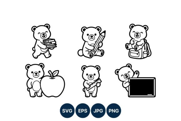 Cute Bear School Line Art: A Playful Graphic Design Asset for Editorial and Web Publishing