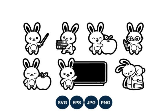 Cute Bunny School Characters Vector Art: A Versatile Graphic Design Asset for Content Creators