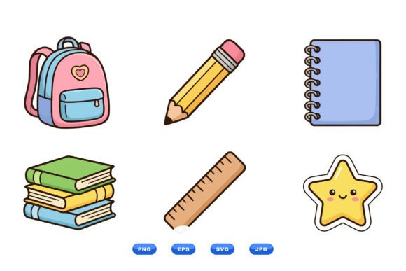Cute School Supplies Clipart Pack