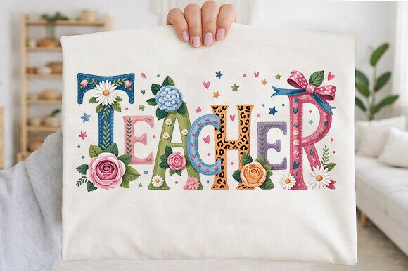 Floral Teacher Png: Graphics for Handmade Creations
