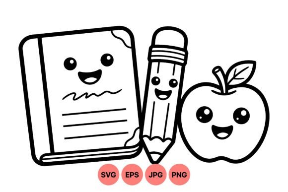 Happy School Supplies Clipart Graphics
