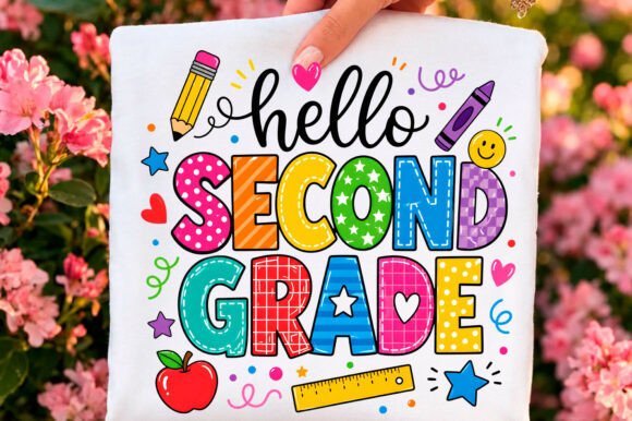 Hello Second Grade School Supplies PNG