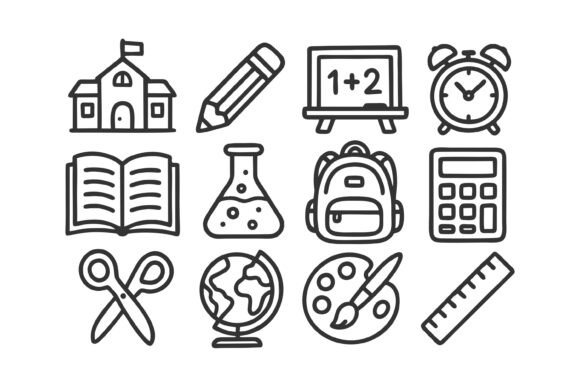 Icons School Supplies and Educational