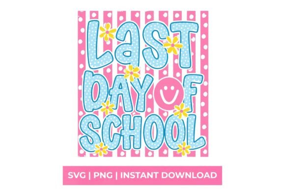 Last Day of School Retro Pink Pattern SV Graphics