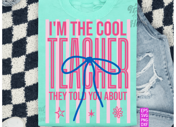 Preppy Striped I M the COOL TEACHER PNG: Graphics for T-Shirt Designs