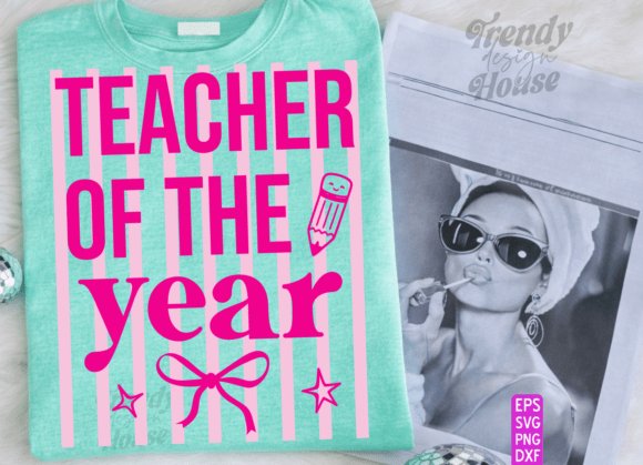 Preppy Striped Teacher of the Year PNG Graphics