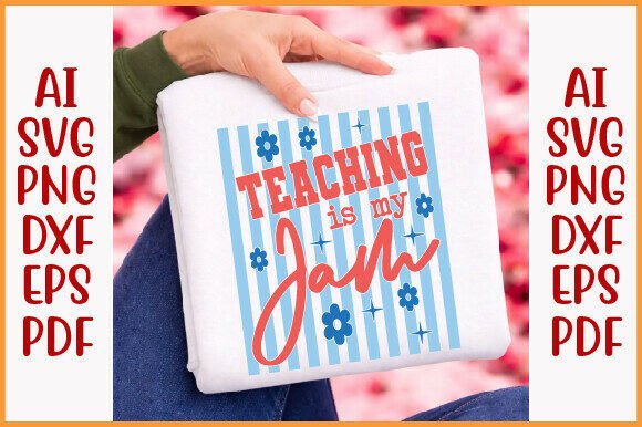 Preppy Teaching is My Jam PNG, Teacher – A Solid Graphic Design Asset for T-Shirt Designs