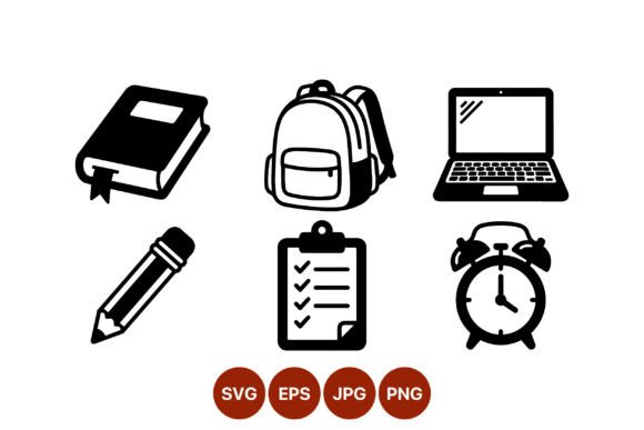 School Supplies Icons: Graphics for Local Business Branding