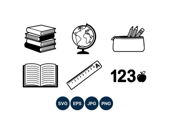 Stack of Books Globe and School Supplies – A Versatile Graphic for Crafting