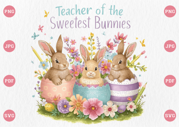 Teacher of the Sweetest Bunnies PNG: Graphics for T-Shirt Designs