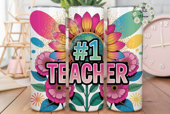 Teacher Sunflower Floral 20oz Tumbler Graphics
